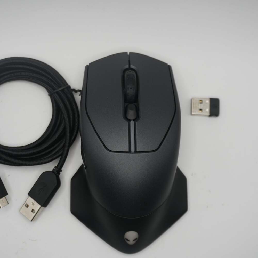 Alienware AW610M Wired/Wireless Gaming Mouse with Charging Cable and USB Dongle